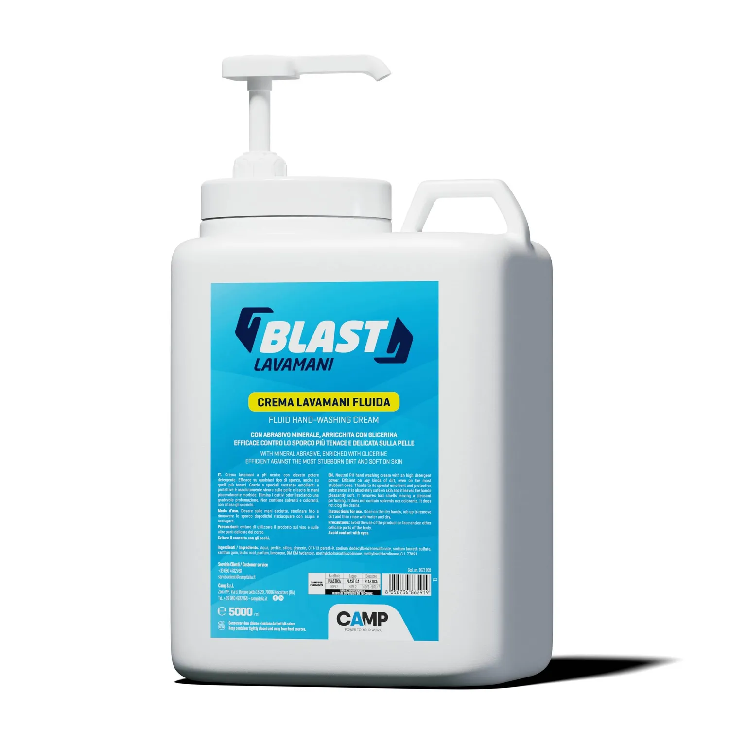 Camp Blast crema lavamani fluida officina con dosatore 2 L