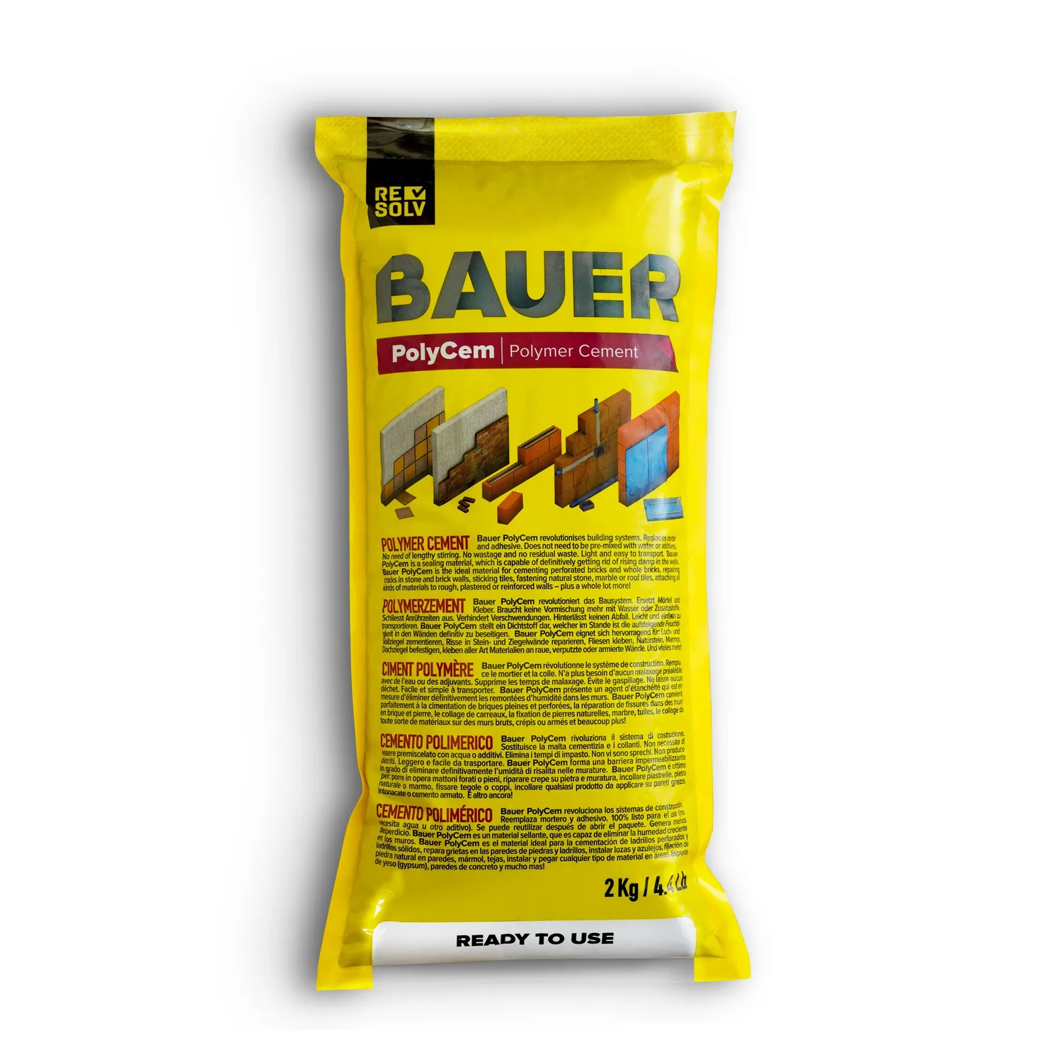 Bauer PolyCem cemento pronto uso grigio 2 kg impermeabile