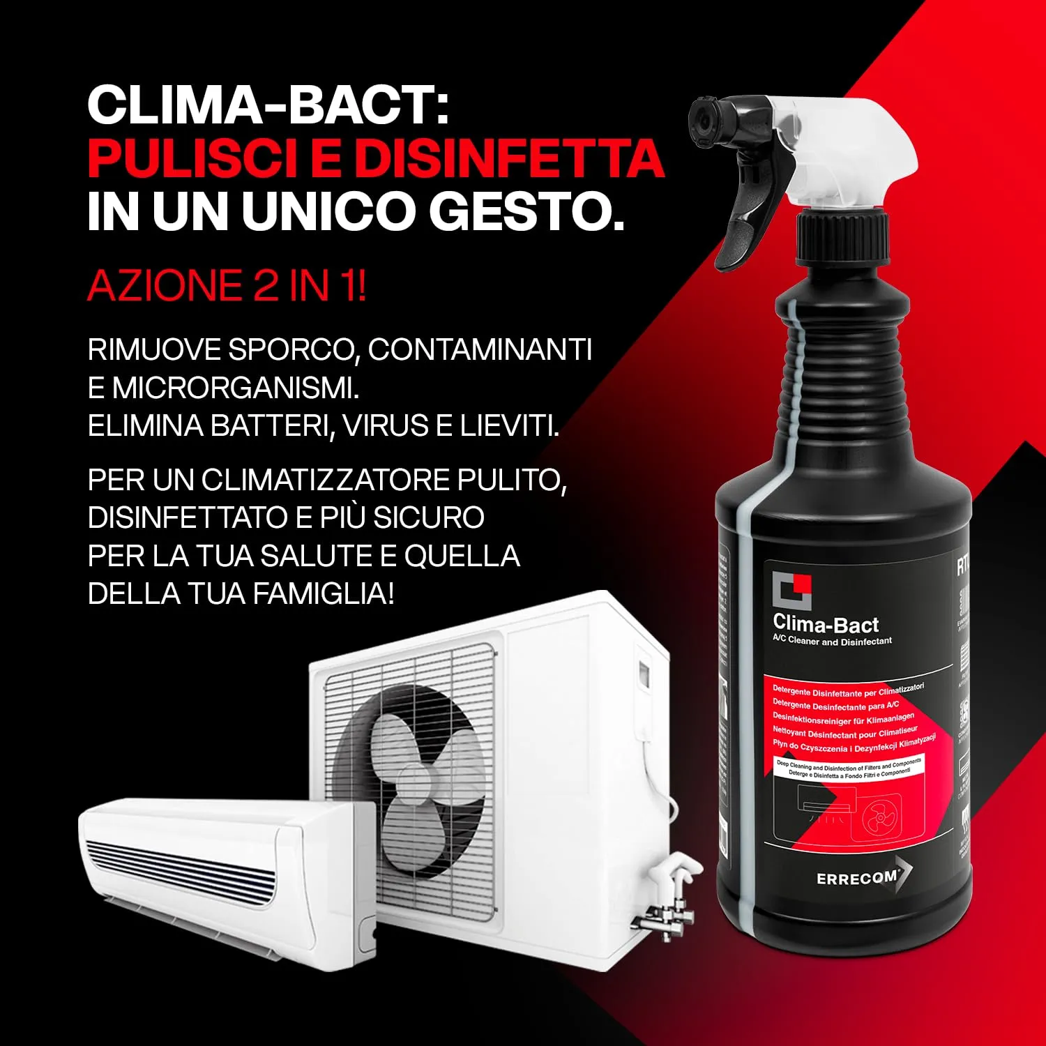 Errecom Clima-Bact detergente disinfettante climatizzatori 1L menta