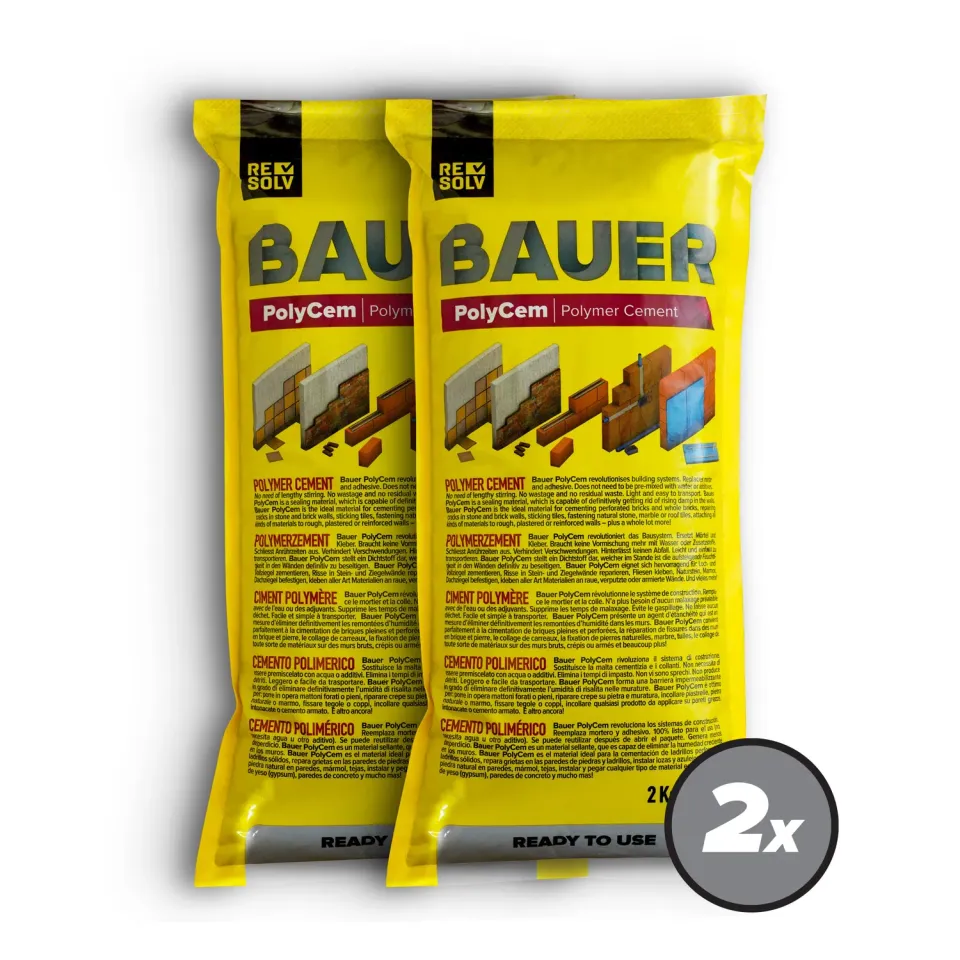 Bauer PolyCem cemento pronto uso grigio 2x2 kg impermeabile