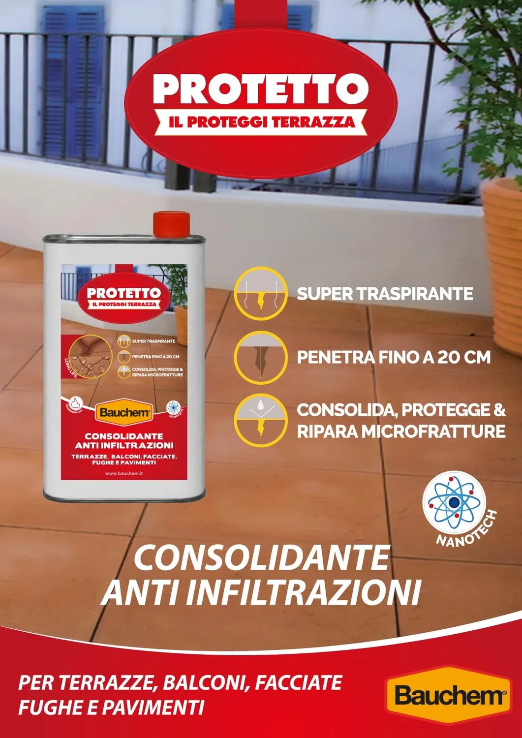 Bauchem Protetto Terrazza idrorepellente 1 Lt nanotech