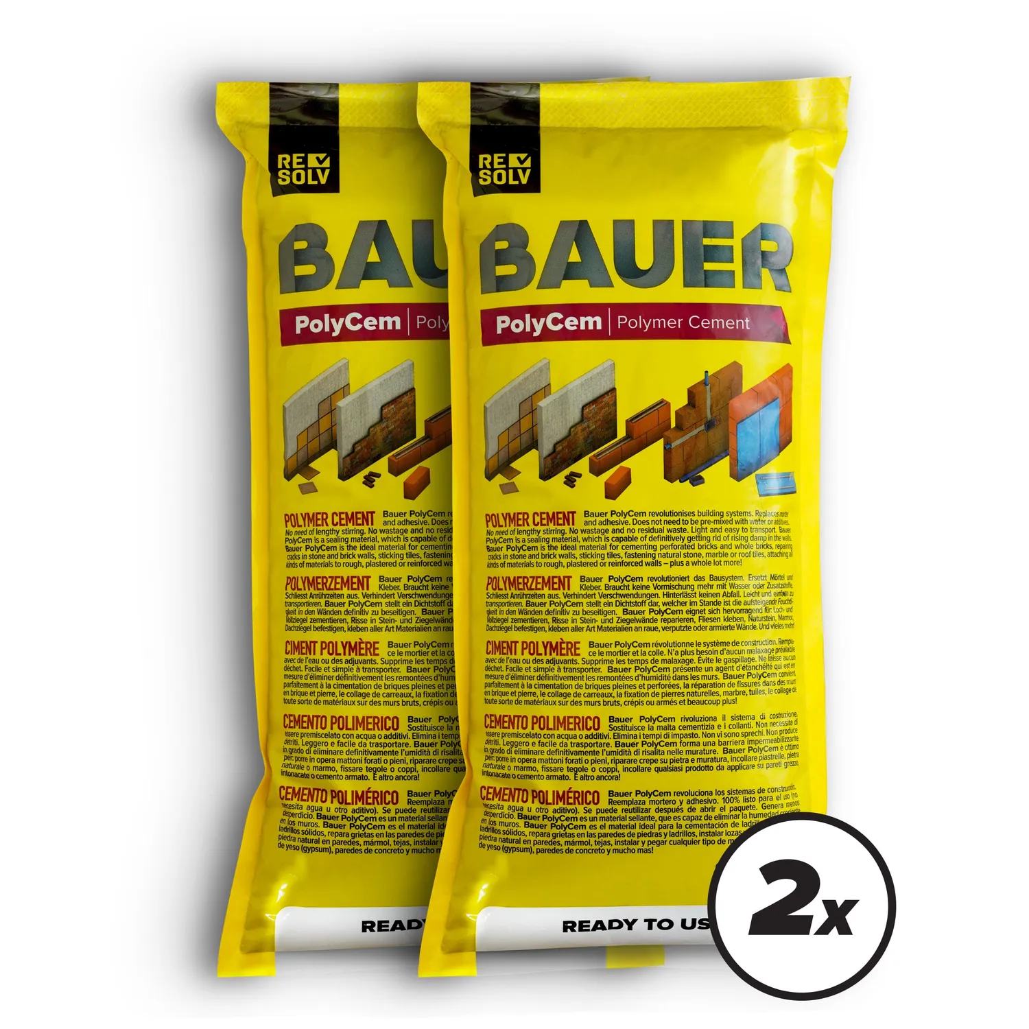 Bauer PolyCem cemento pronto uso grigio 2x2 kg impermeabile