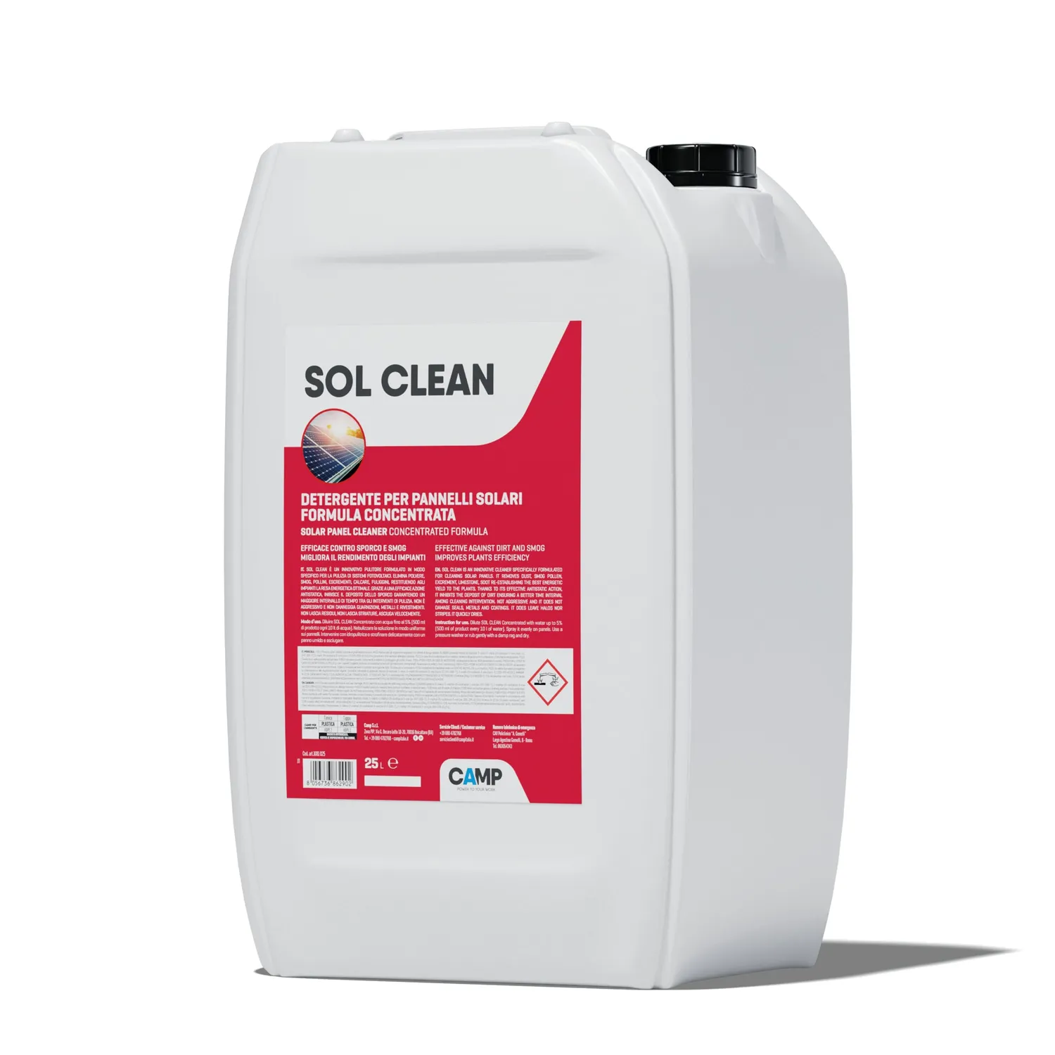 Camp Sol Clean Concentrato detergente pannelli flacone 1 L antistatico