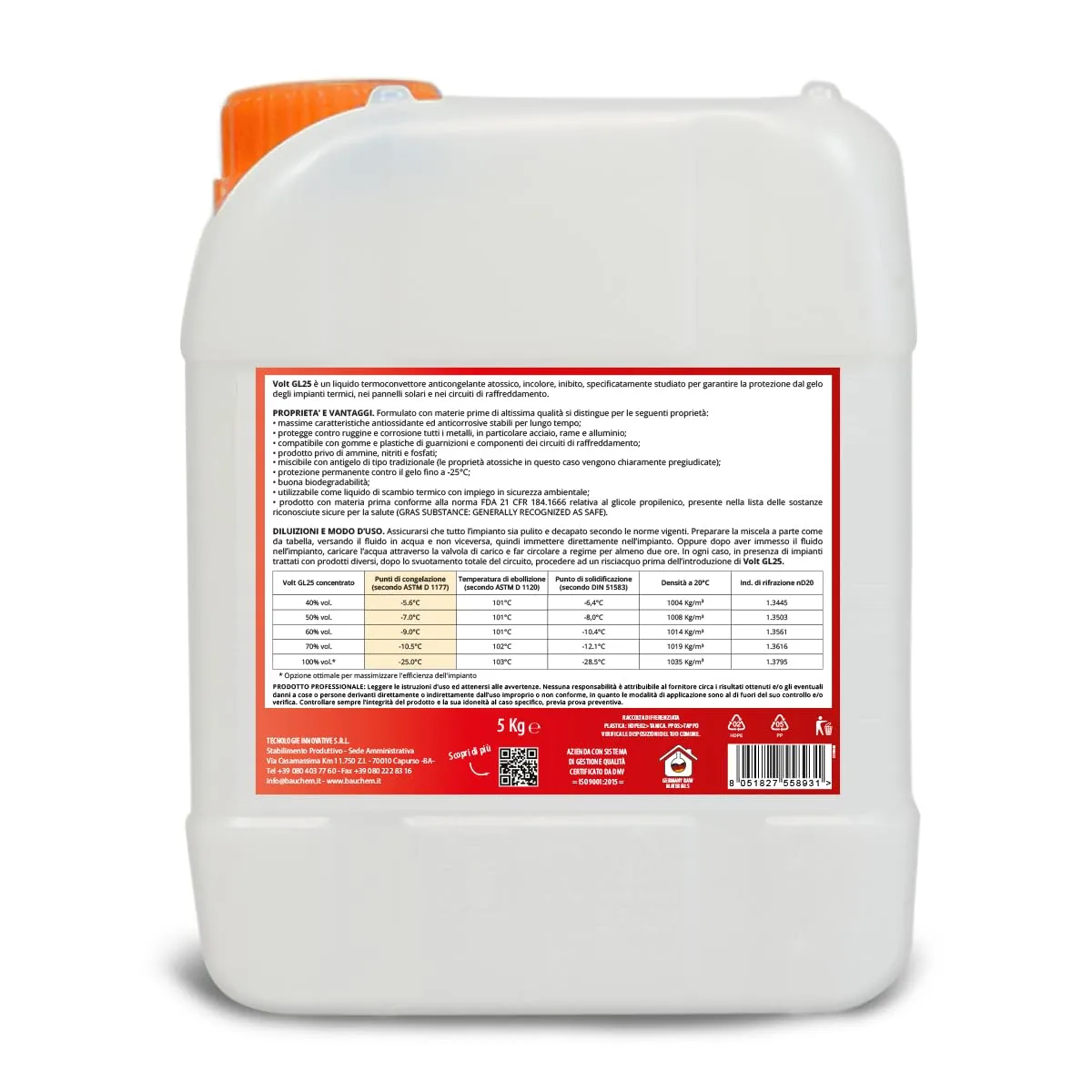 Bauchem Volt GL25 anticongelante impianti 5 kg -25°C